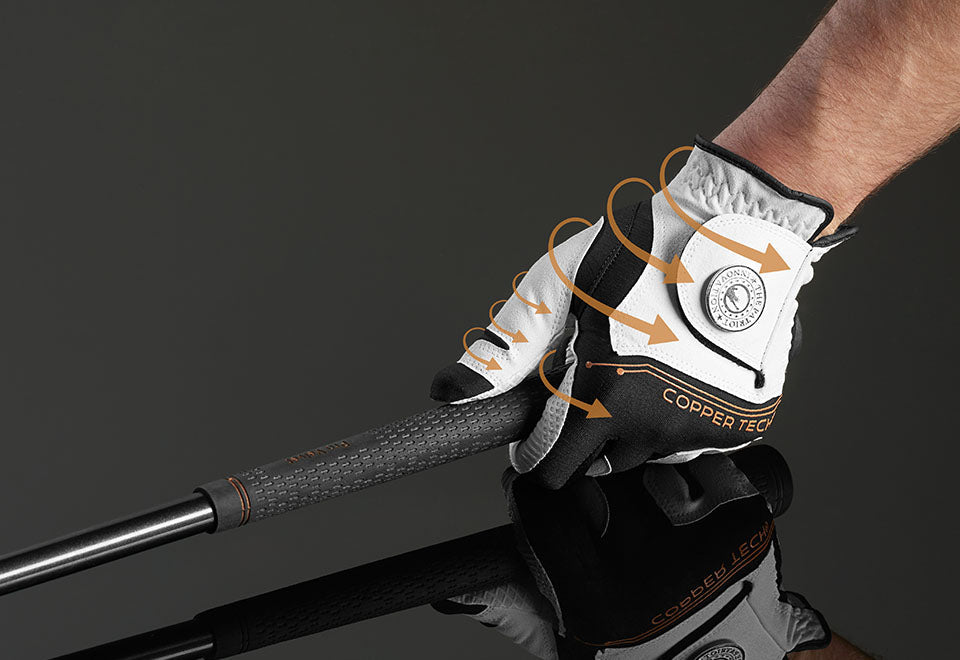Copper Infused Golf Glove White/Black 5-Pack