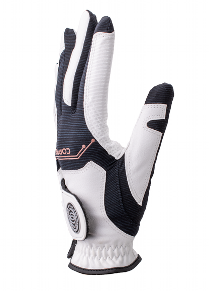 Copper Tech Golf Glove, White/Black, 3-Pack