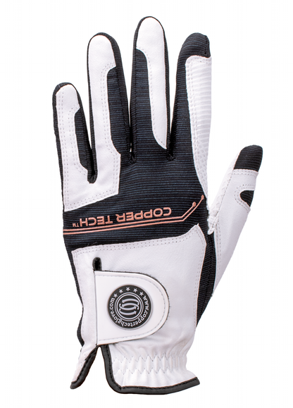 Copper Tech Golf Glove, White/Black, 3-Pack