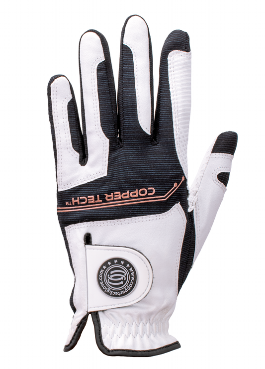 Copper Tech Golf Glove, White/Black, 2-Pack